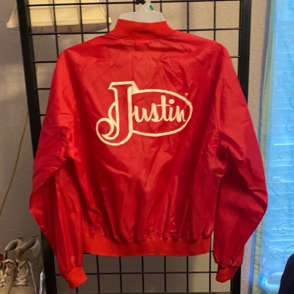 Red Windbreaker Jacket with Justin logo